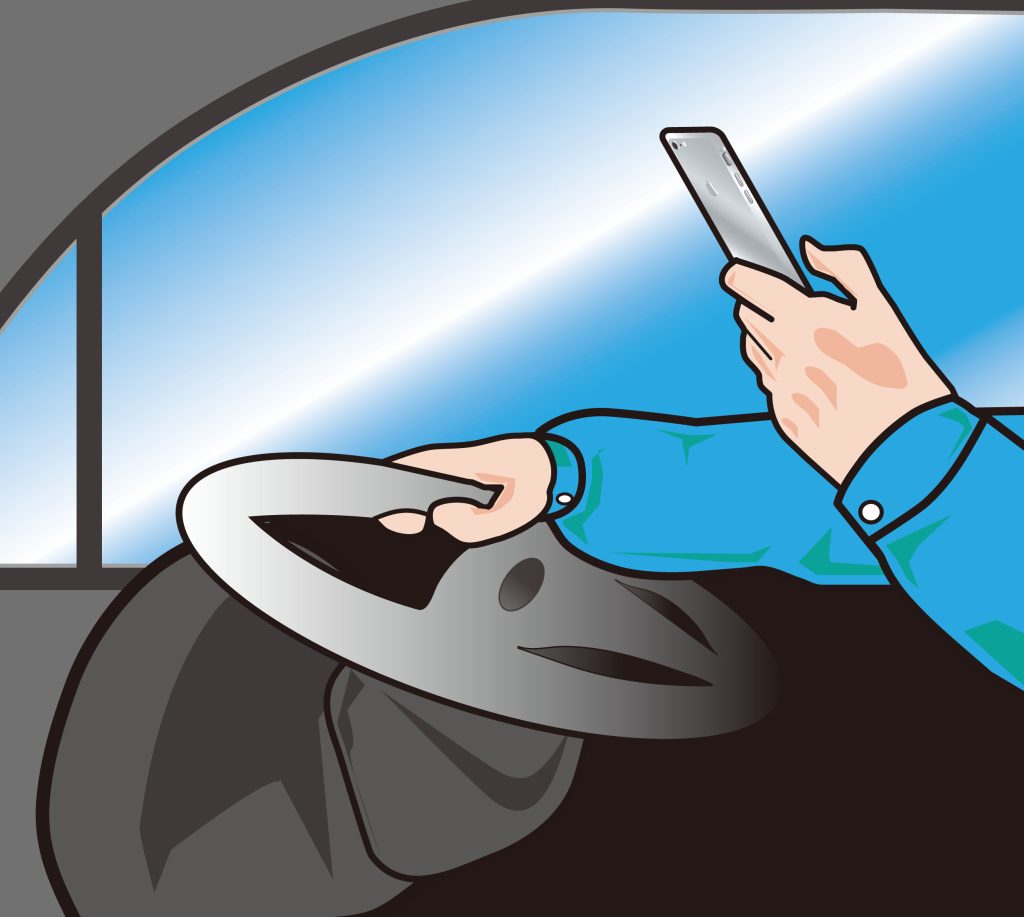 スマートフォンでわき見運転